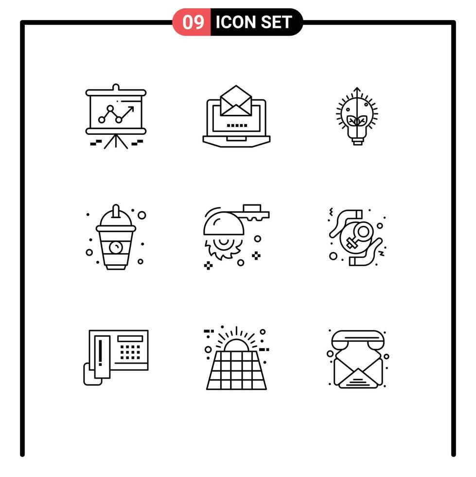 Stock Vector Icon Pack of 9 Line Signs and Symbols for circular juice success food beverage Editable Vector Design Elements