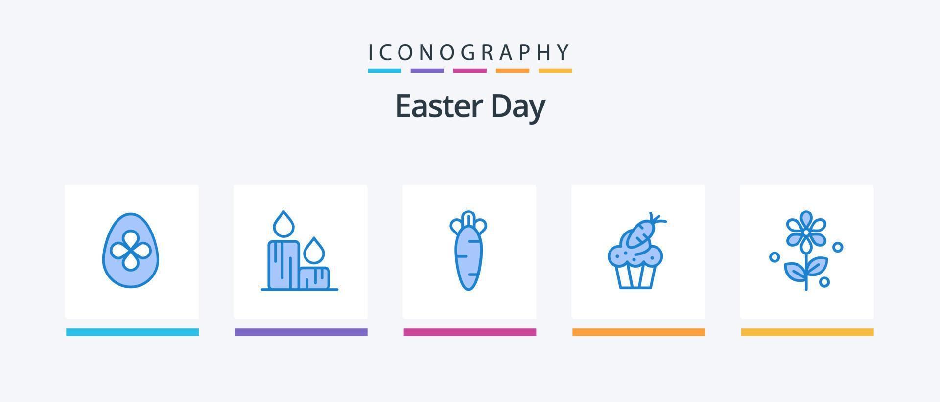 Easter Blue 5 Icon Pack Including flower. easter. carrot. food. cake. Creative Icons Design vector