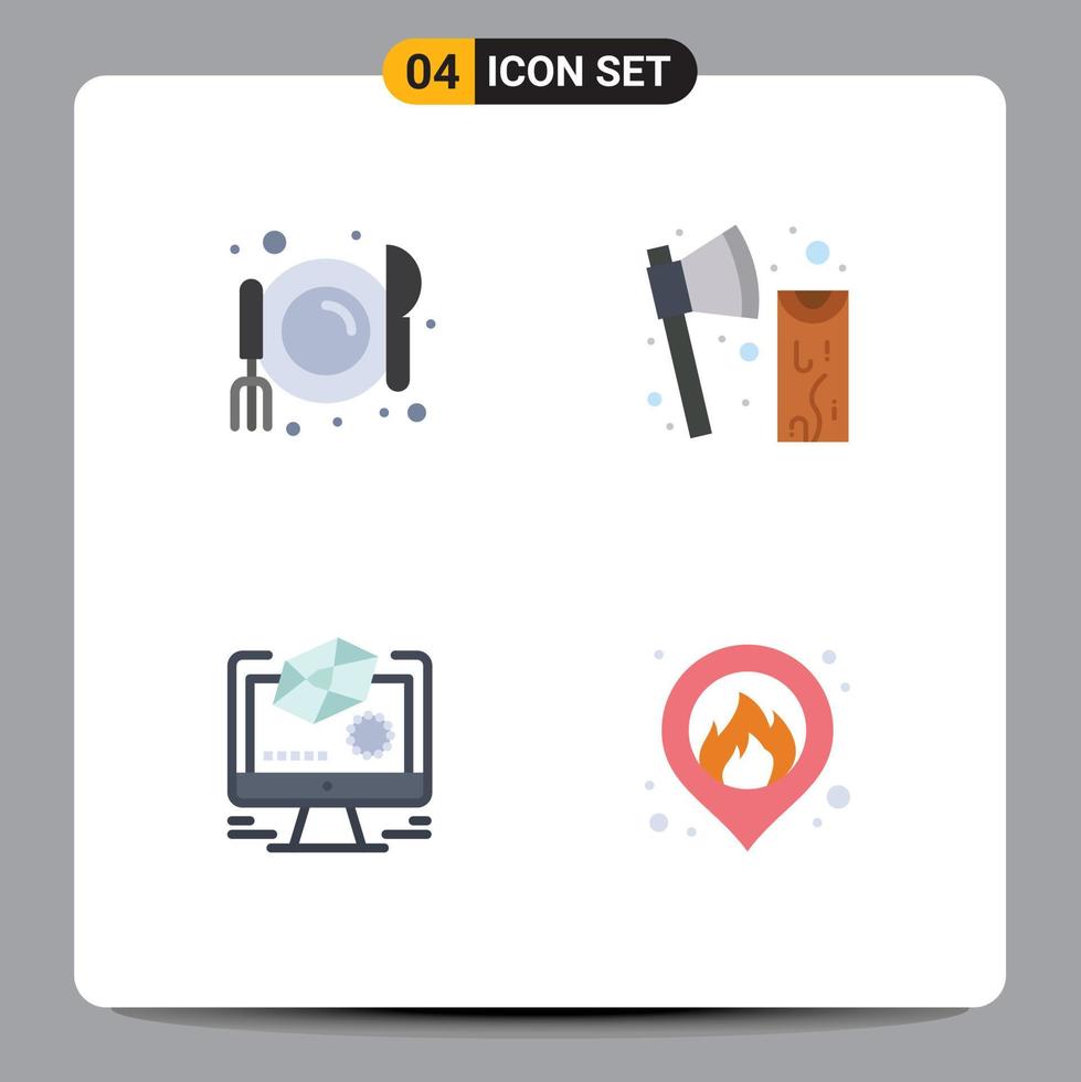 4 Universal Flat Icons Set for Web and Mobile Applications cafe design axe tool drawing Editable Vector Design Elements