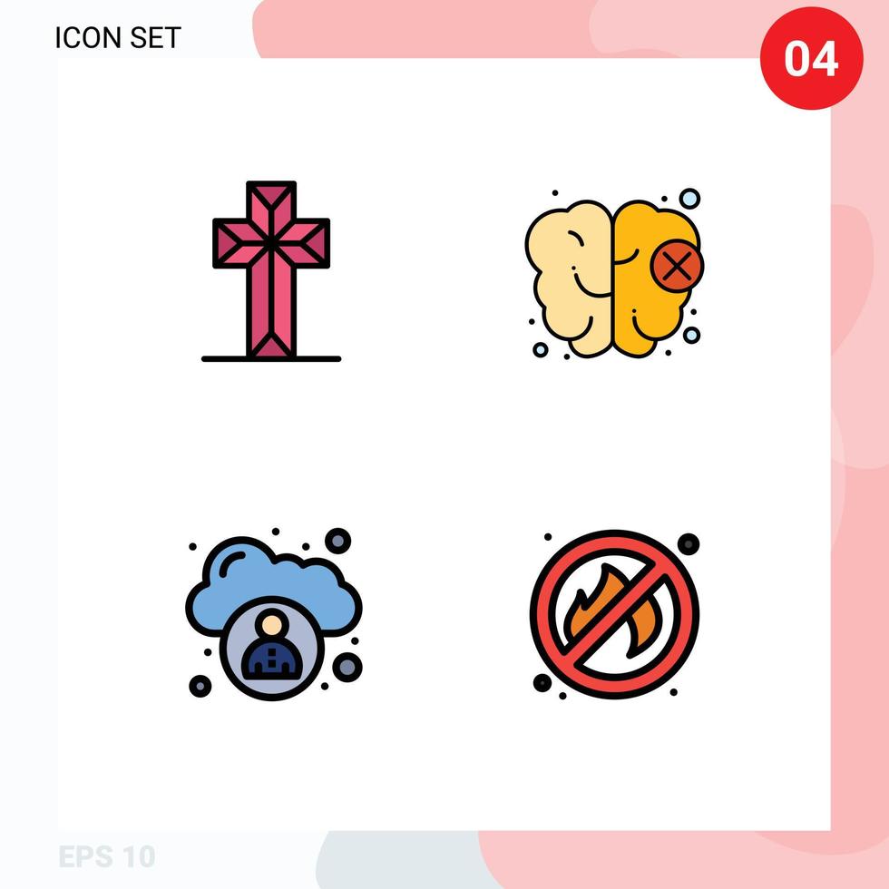 Universal Icon Symbols Group of 4 Modern Filledline Flat Colors of celebration user easter mind no Editable Vector Design Elements