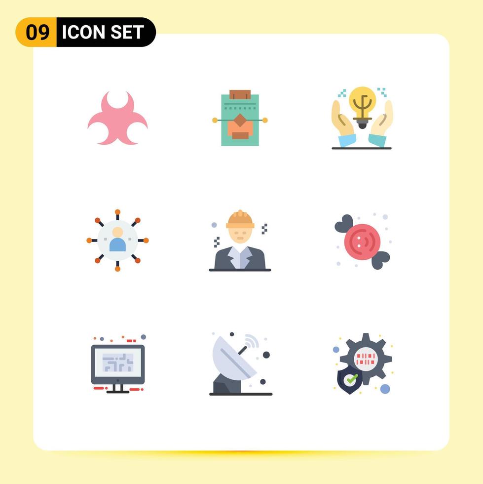 9 Flat Color concept for Websites Mobile and Apps avatar person protected ideas people business Editable Vector Design Elements