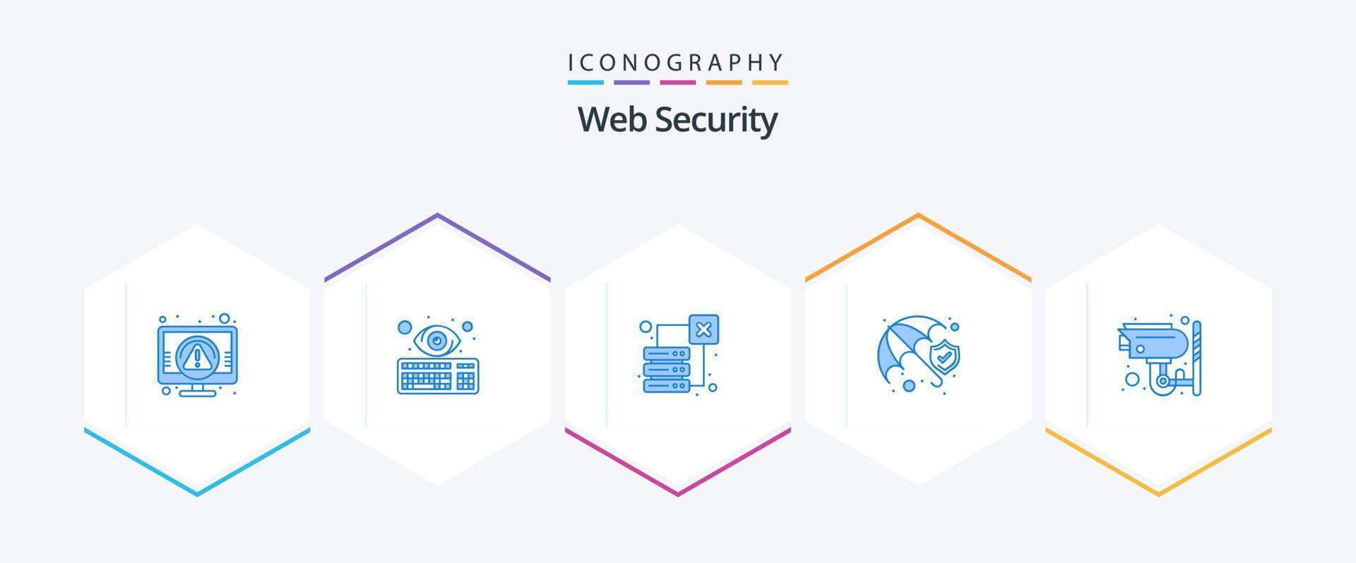 Web Security 25 Blue icon pack including protection shield. protection. keyboard. insurance. network vector