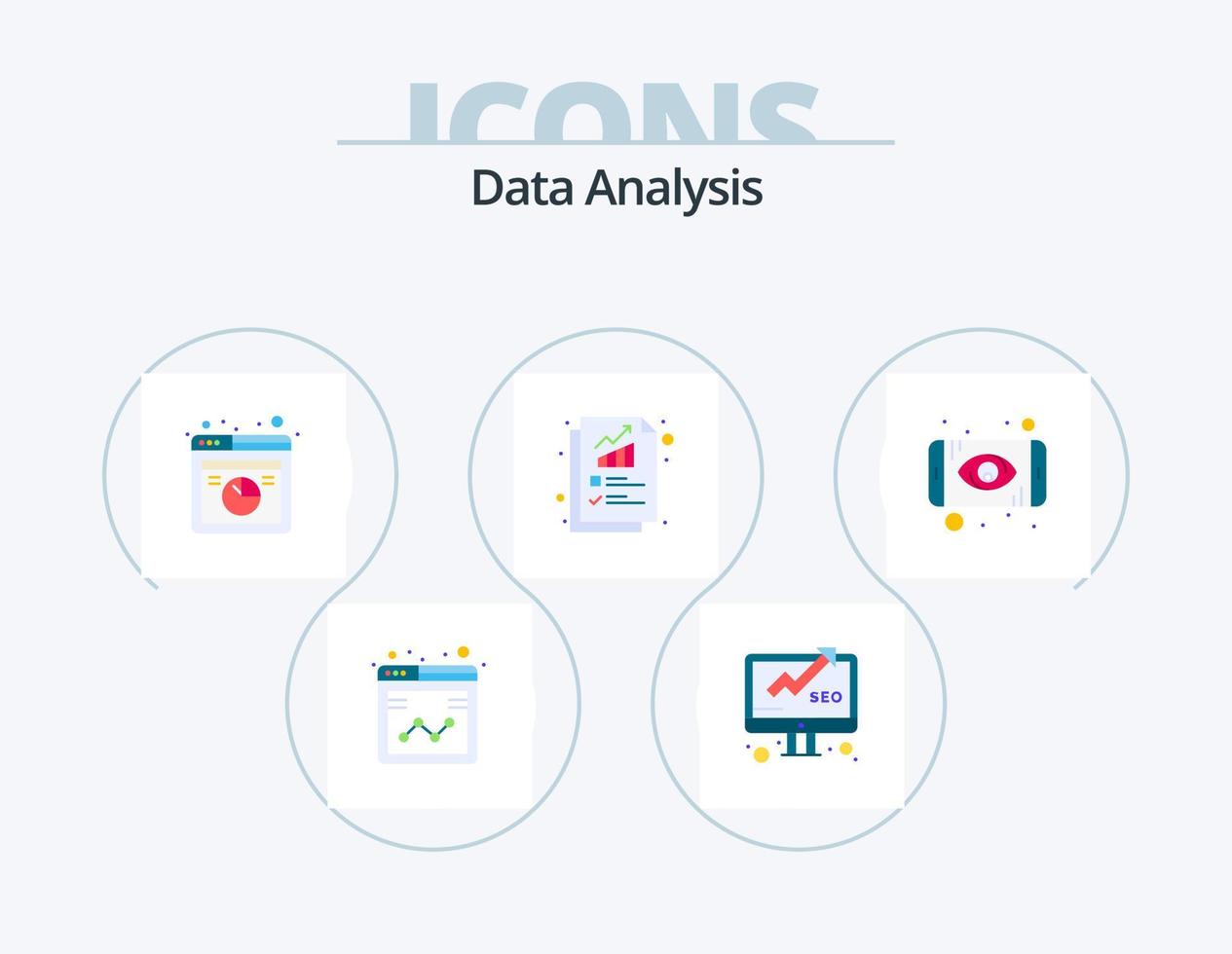 datos análisis plano icono paquete 5 5 icono diseño. cuadro. digital. informe. base de datos. grafico vector