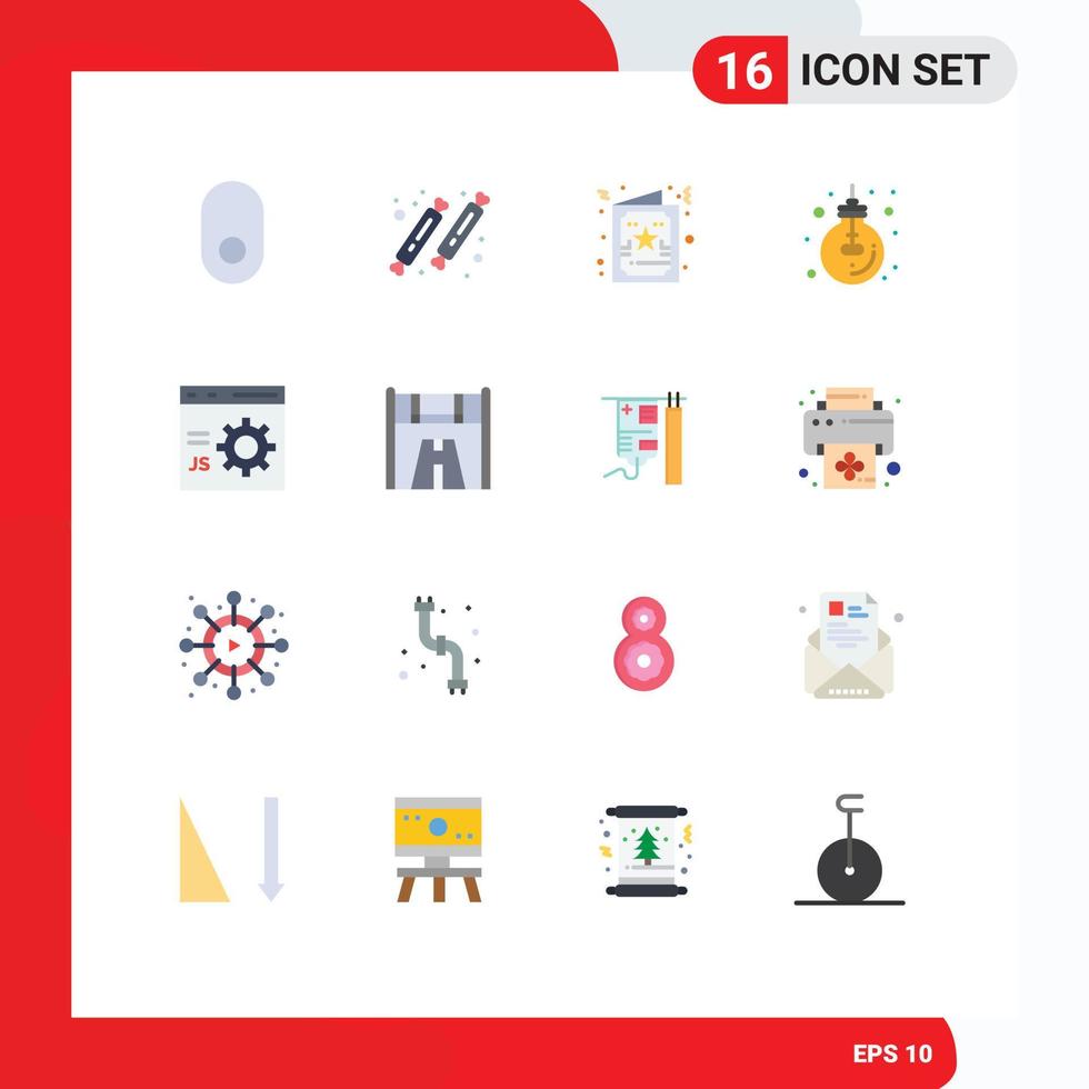 16 User Interface Flat Color Pack of modern Signs and Symbols of browser light card lamp business Editable Pack of Creative Vector Design Elements