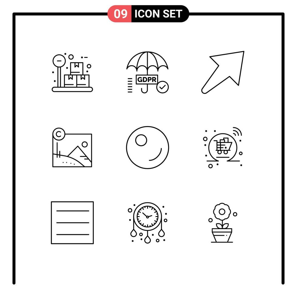 9 Creative Icons Modern Signs and Symbols of cart vegetable right peas copyright Editable Vector Design Elements