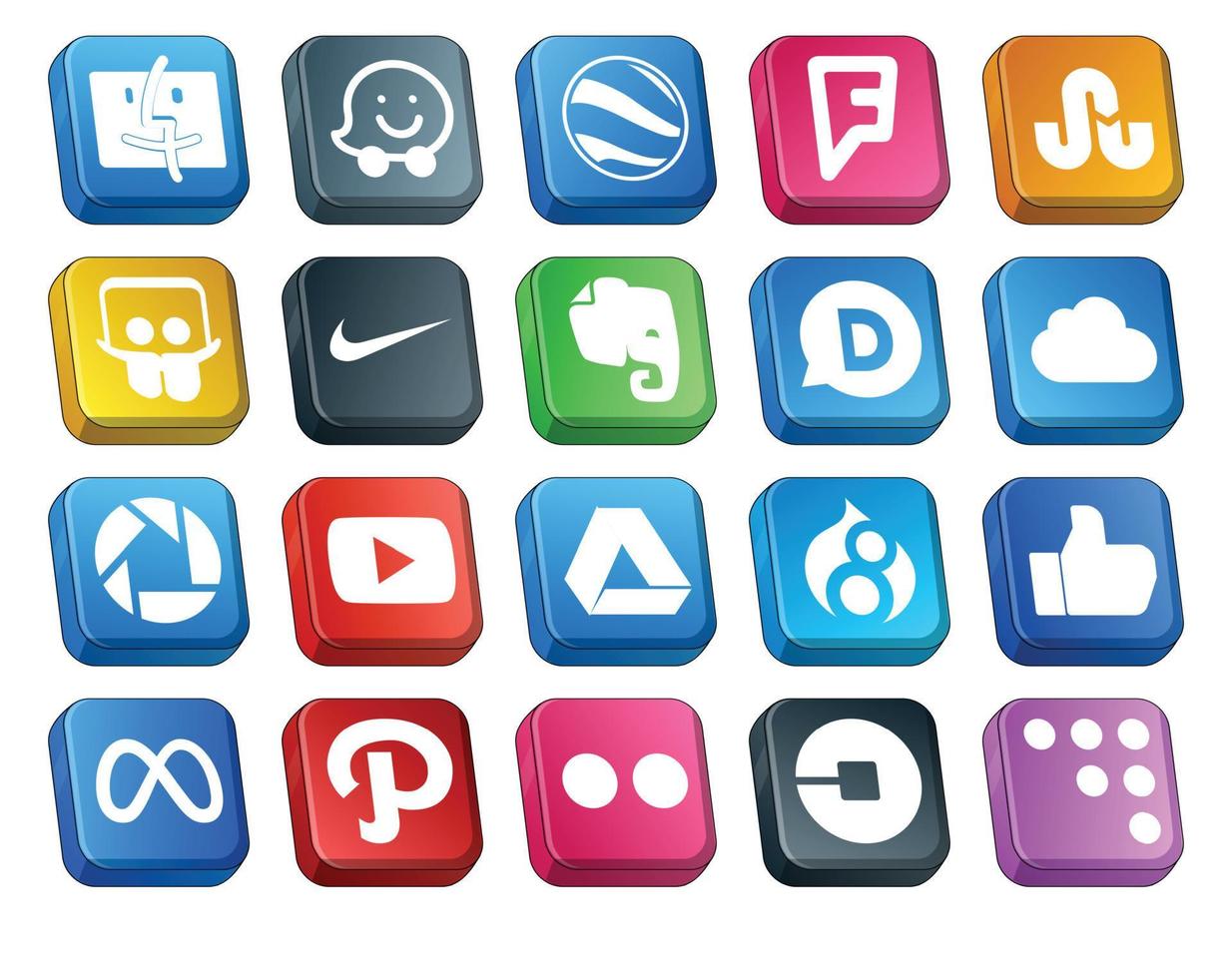 20 Social Media Icon Pack Including facebook like disqus drupal video vector