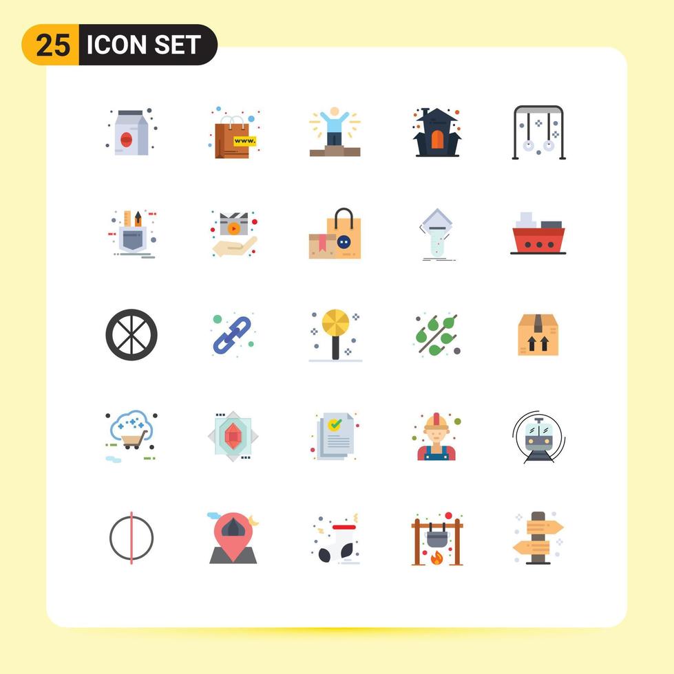 Flat Color Pack of 25 Universal Symbols of sport child business house holiday celebration Editable Vector Design Elements