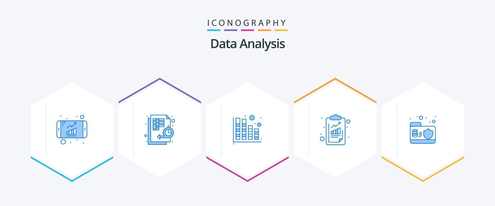 Data Analysis 25 Blue icon pack including data. check list. timeline. business. technology vector
