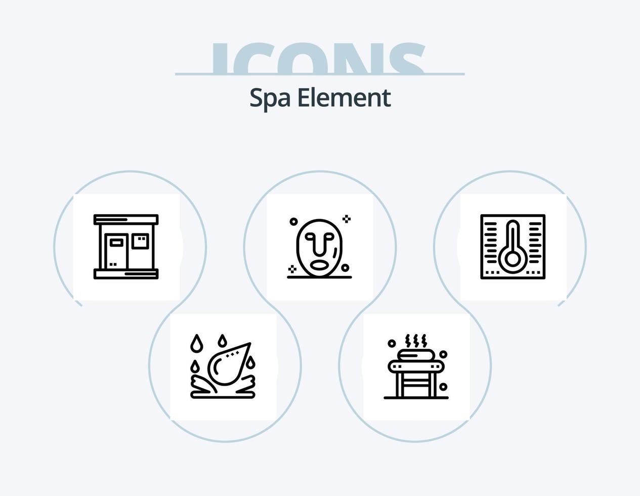 Spa Element Line Icon Pack 5 Icon Design. spoon. ladle. spa. wellness. relaxation vector