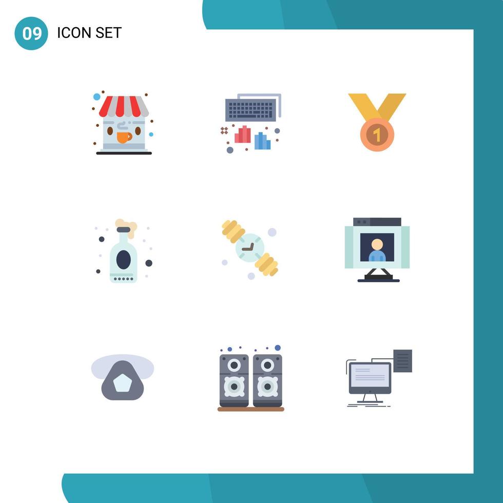 Set of 9 Modern UI Icons Symbols Signs for night drink achieve wine ribbon Editable Vector Design Elements