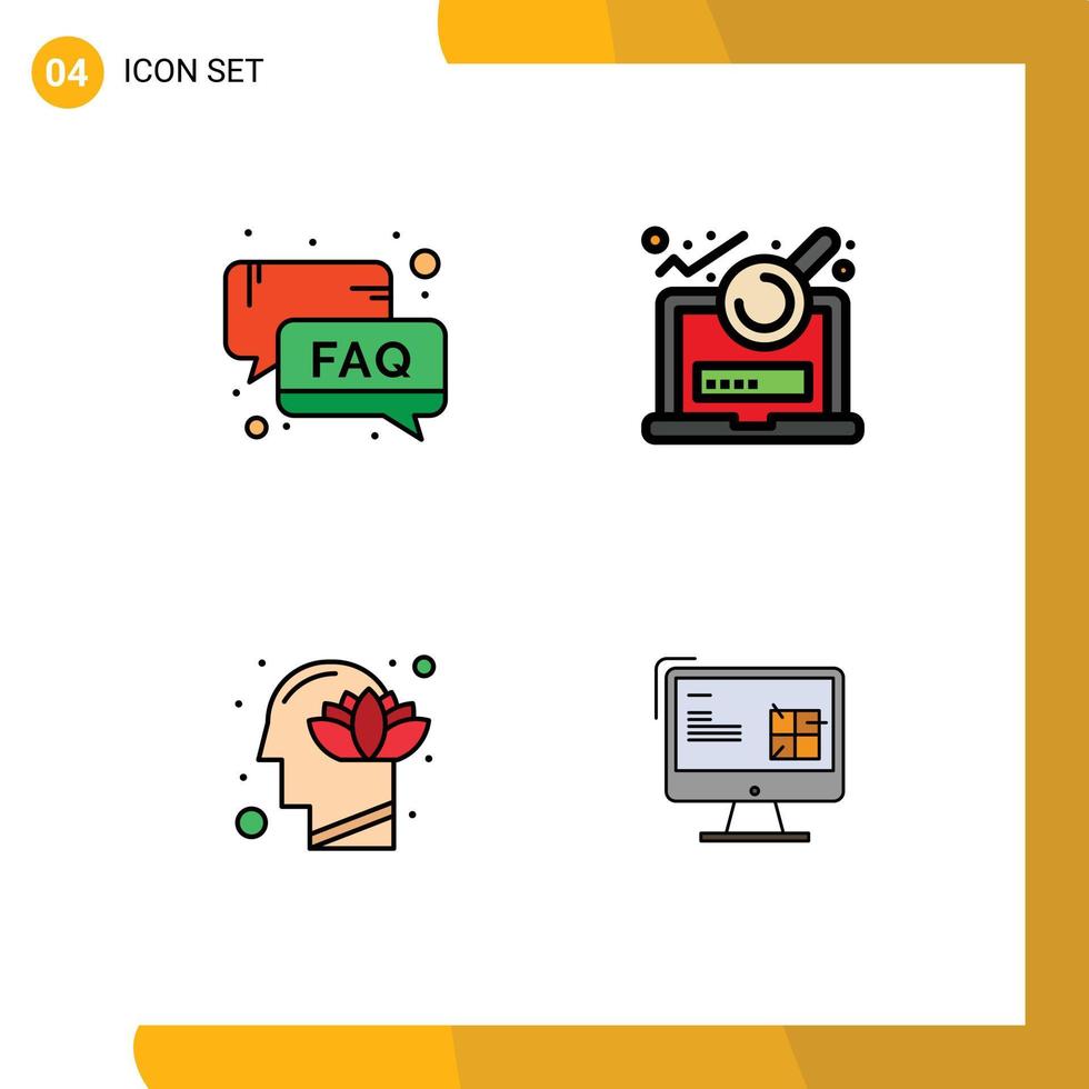 4 Thematic Vector Filledline Flat Colors and Editable Symbols of faq harmony support file human Editable Vector Design Elements
