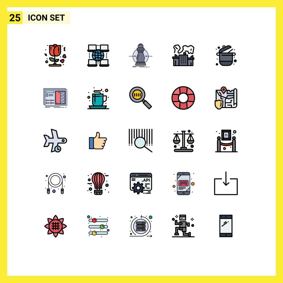 Universal Icon Symbols Group of 25 Modern Filled line Flat Colors of karahi power cost nuclear factory Editable Vector Design Elements