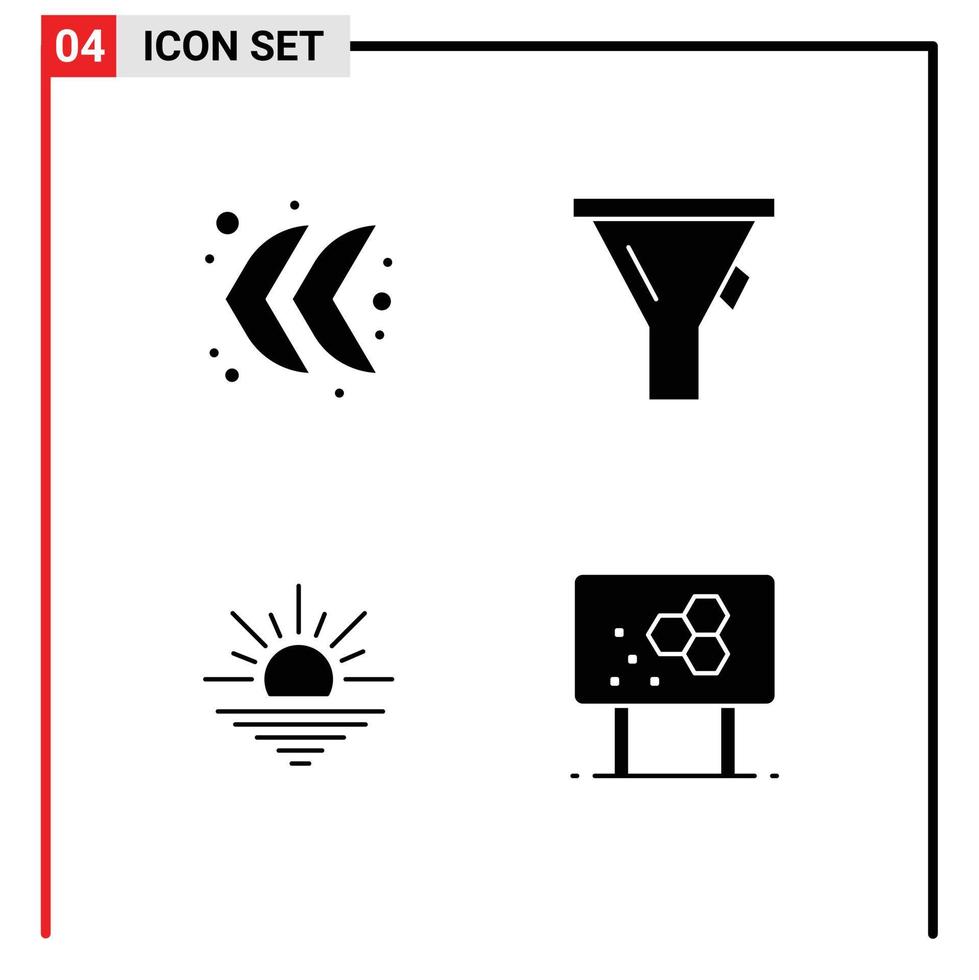 Pictogram Set of 4 Simple Solid Glyphs of arrow open liter sun biology Editable Vector Design Elements