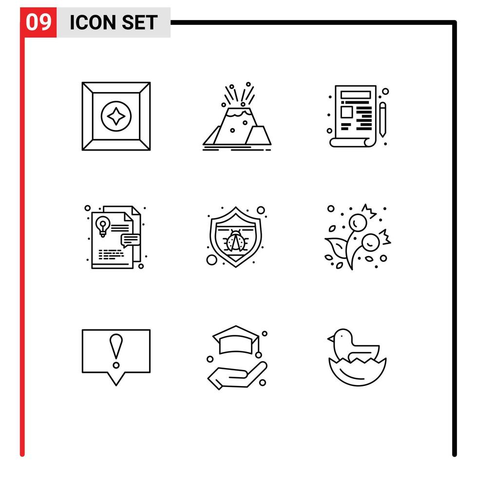 Pictogram Set of 9 Simple Outlines of spam protection blueprint graphic design idea Editable Vector Design Elements