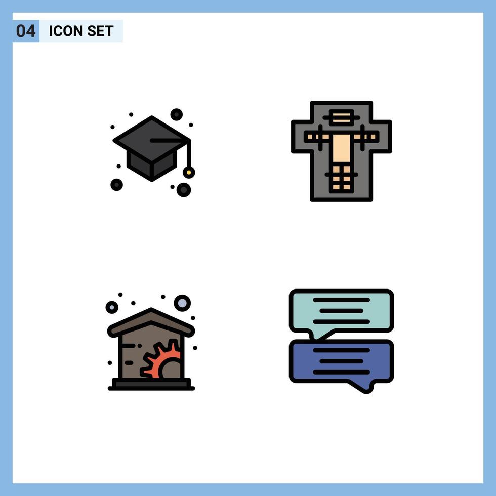 Set of 4 Modern UI Icons Symbols Signs for back to school economics study decapitate management Editable Vector Design Elements