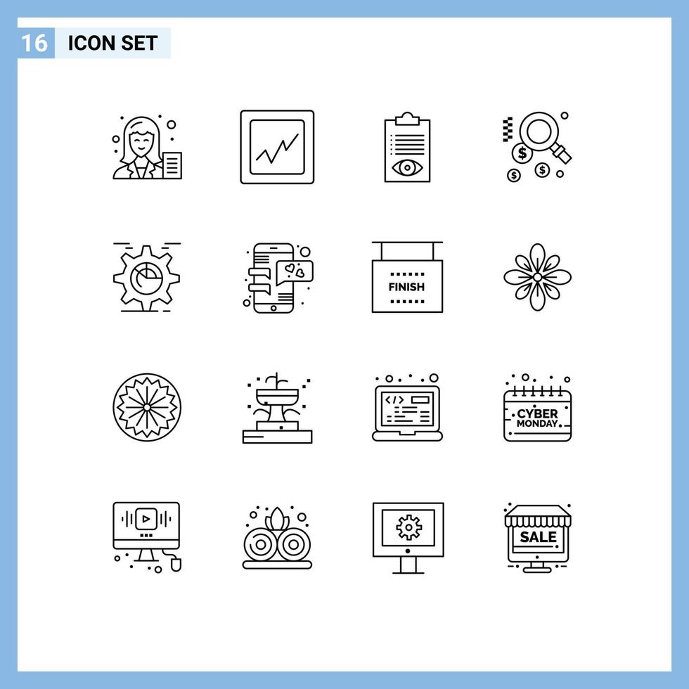 16 Thematic Vector Outlines and Editable Symbols of seo setting delivery find dollar Editable Vector Design Elements