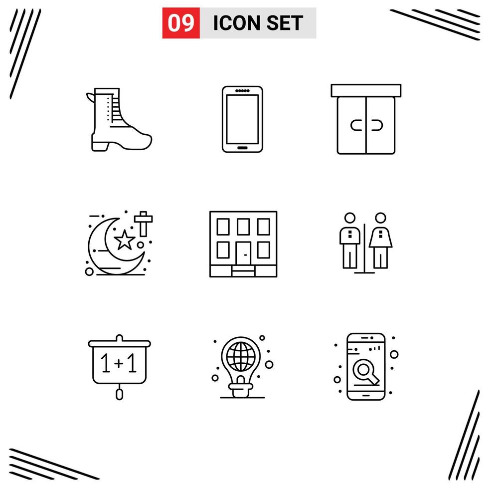9 Thematic Vector Outlines and Editable Symbols of building studies samsung religious interior Editable Vector Design Elements