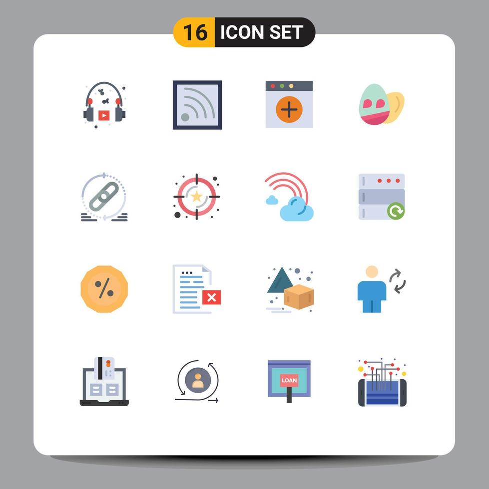 Pack of 16 creative Flat Colors of refresh web mac hyperlink holiday Editable Pack of Creative Vector Design Elements