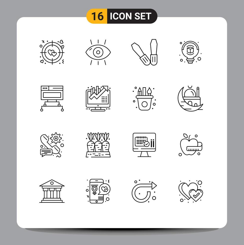 16 Thematic Vector Outlines and Editable Symbols of business data mechanic connection idea Editable Vector Design Elements