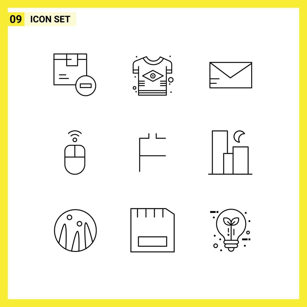 Stock Vector Icon Pack of 9 Line Signs and Symbols for first coin mouse flag hardware school Editable Vector Design Elements