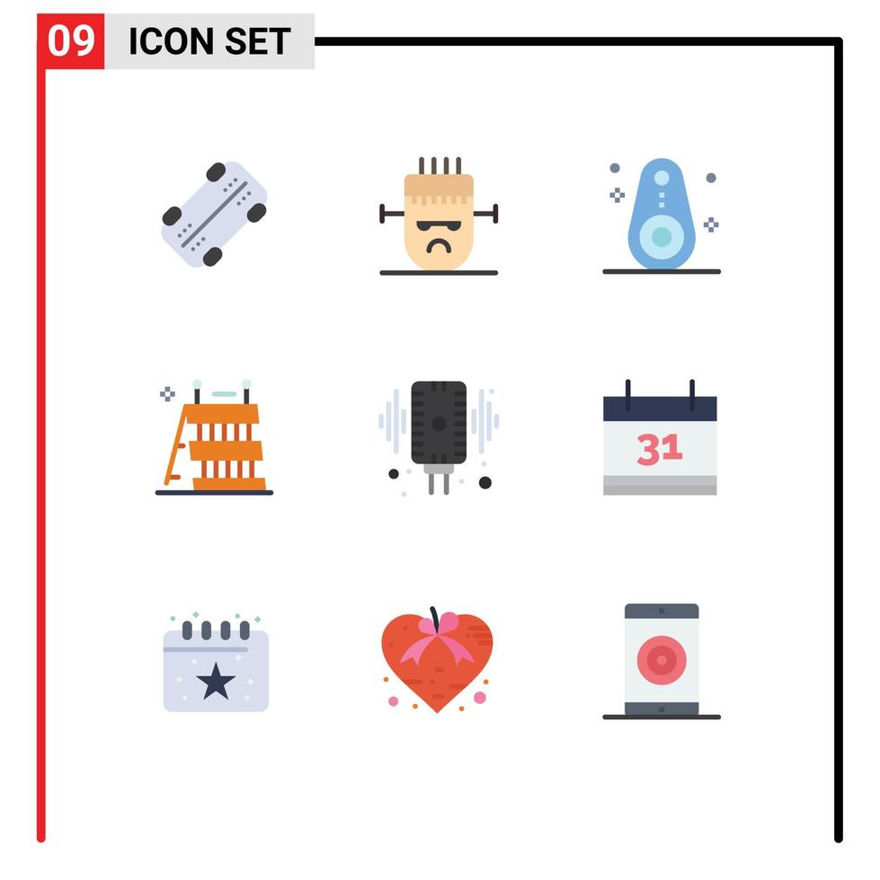 9 Creative Icons Modern Signs and Symbols of mic microphone devices tools construction Editable Vector Design Elements
