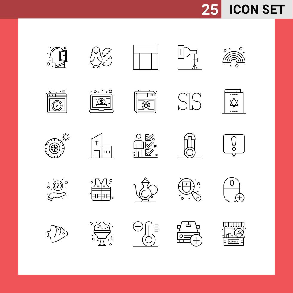 Universal Icon Symbols Group of 25 Modern Lines of color photography happy photo website Editable Vector Design Elements