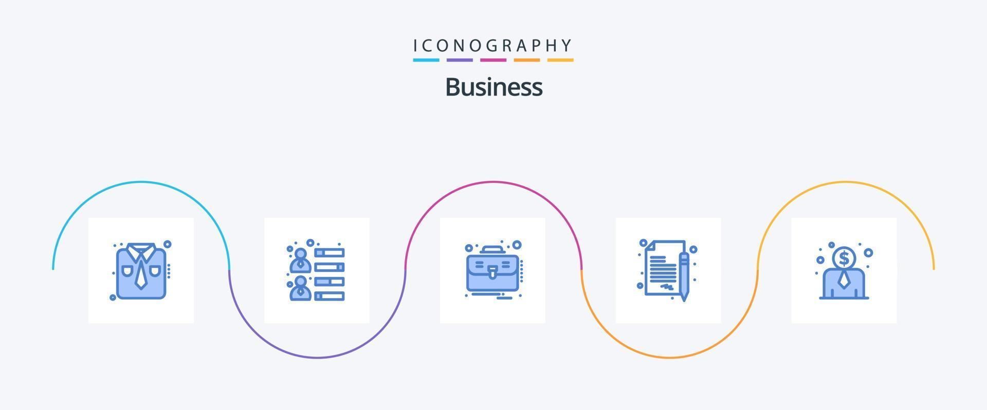 Business Blue 5 Icon Pack Including employee salary. document. business. contract. sign vector