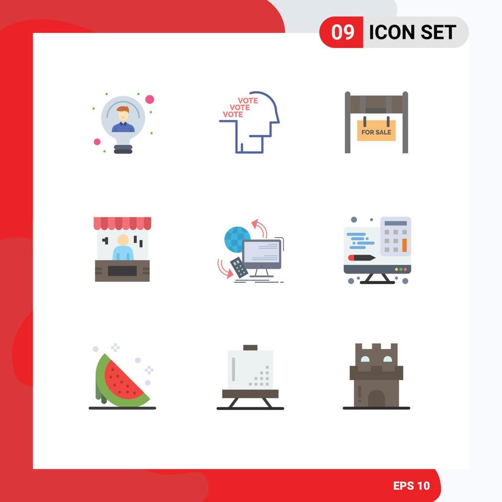 Universal Icon Symbols Group of 9 Modern Flat Colors of commerce bag referendum advertising estate Editable Vector Design Elements