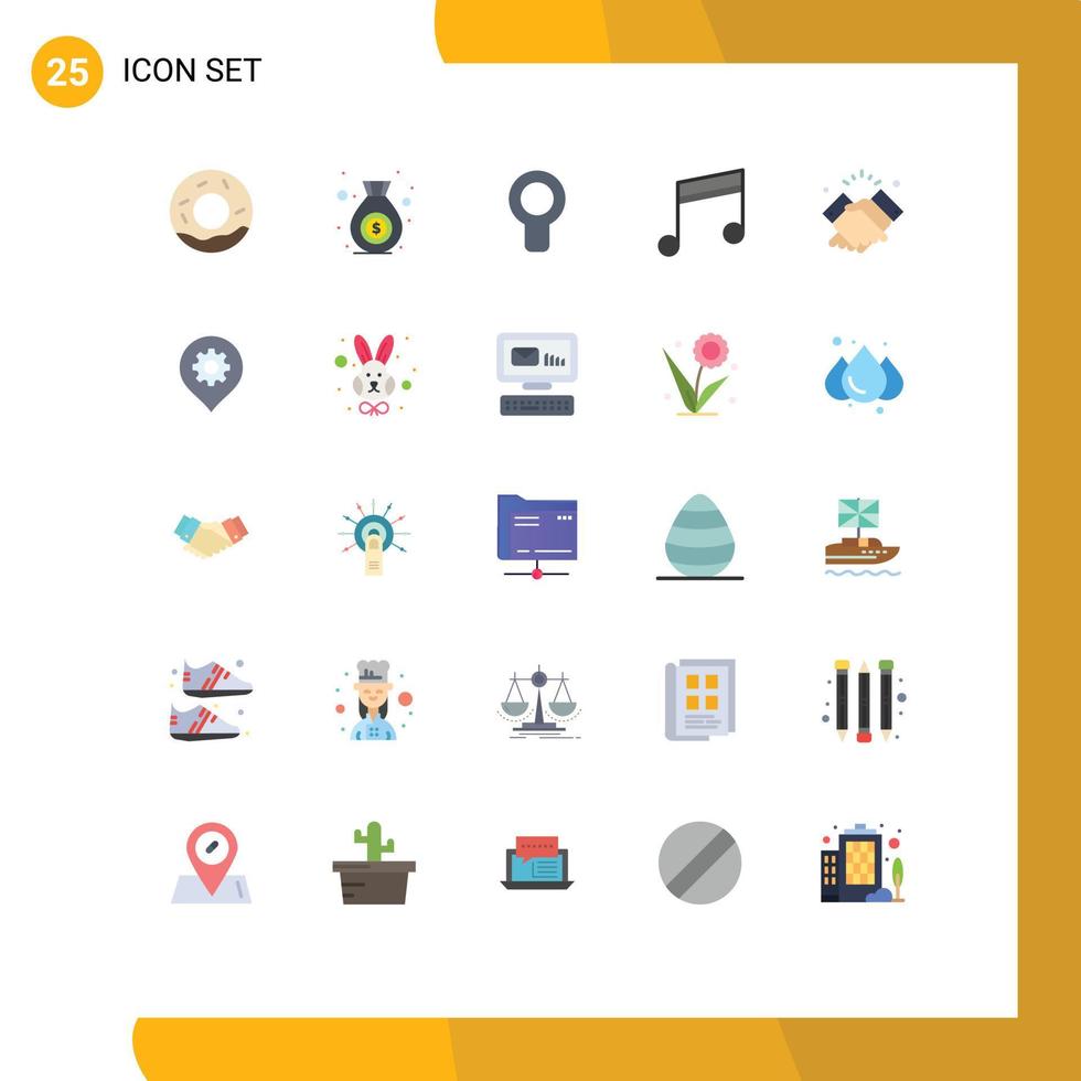 25 Flat Color concept for Websites Mobile and Apps muslim shake air handshake music Editable Vector Design Elements