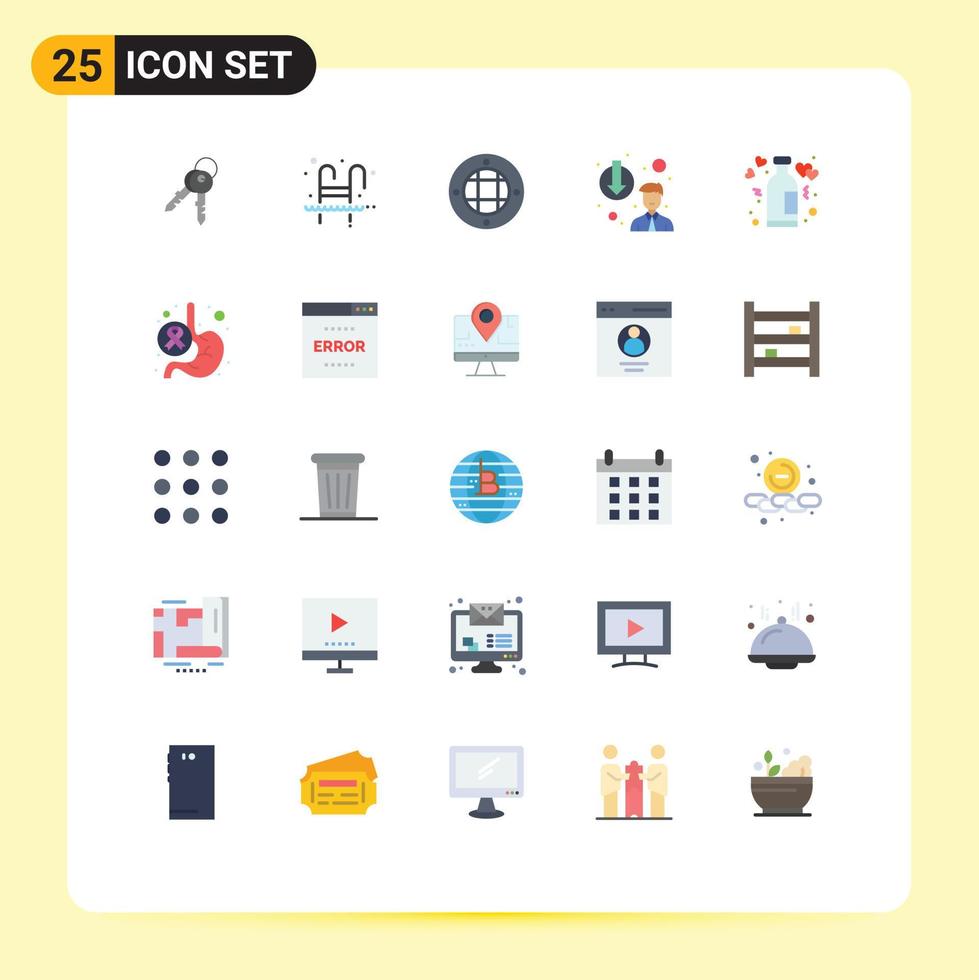 Modern Set of 25 Flat Colors Pictograph of bottle depose water degradation outdoor Editable Vector Design Elements