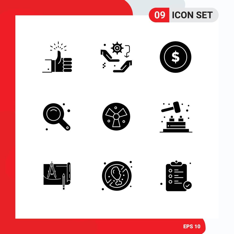 User Interface Pack of 9 Basic Solid Glyphs of zoom tool zoom in configuration maximize money Editable Vector Design Elements