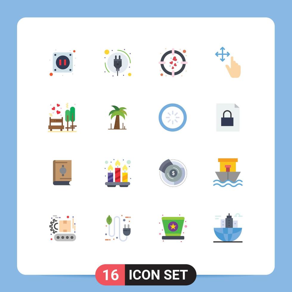 16 Creative Icons Modern Signs and Symbols of tree bench target date hold Editable Pack of Creative Vector Design Elements