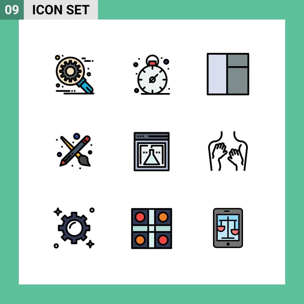 Modern Set of 9 Filledline Flat Colors and symbols such as beauty research layout lab pencil Editable Vector Design Elements