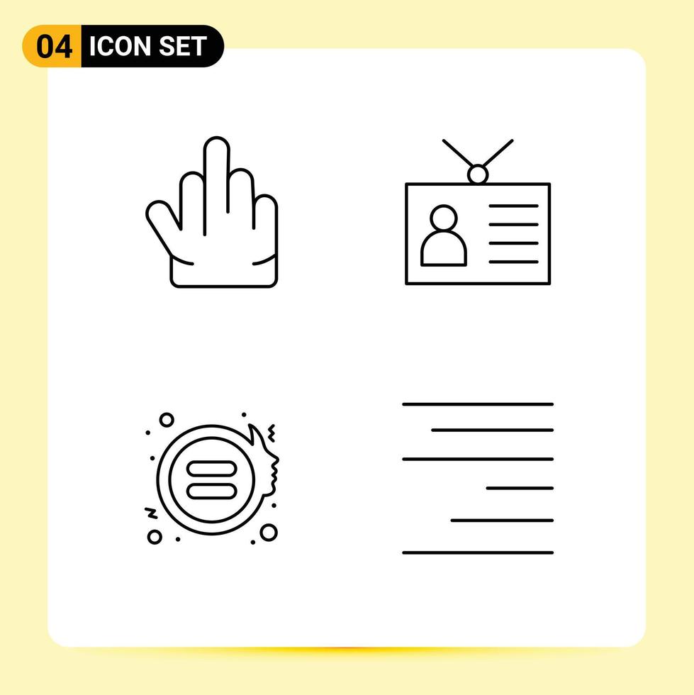Pictogram Set of 4 Simple Filledline Flat Colors of fingers feminism ancient tv retro television justice Editable Vector Design Elements