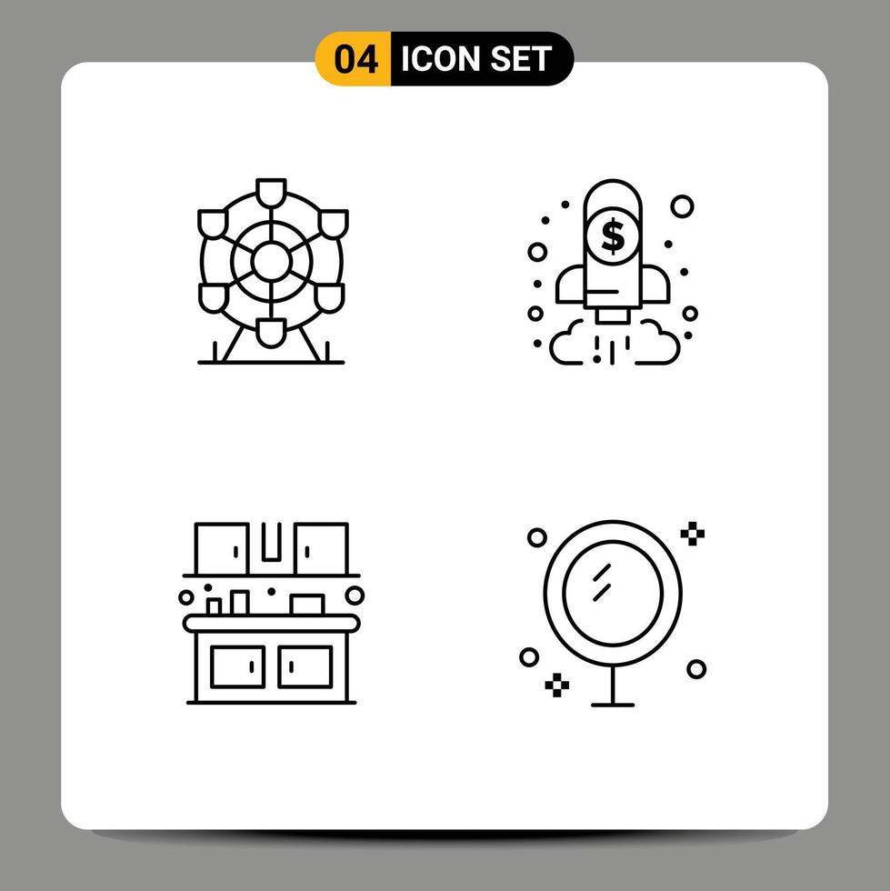Group of 4 Filledline Flat Colors Signs and Symbols for ferris cook canada chart food Editable Vector Design Elements