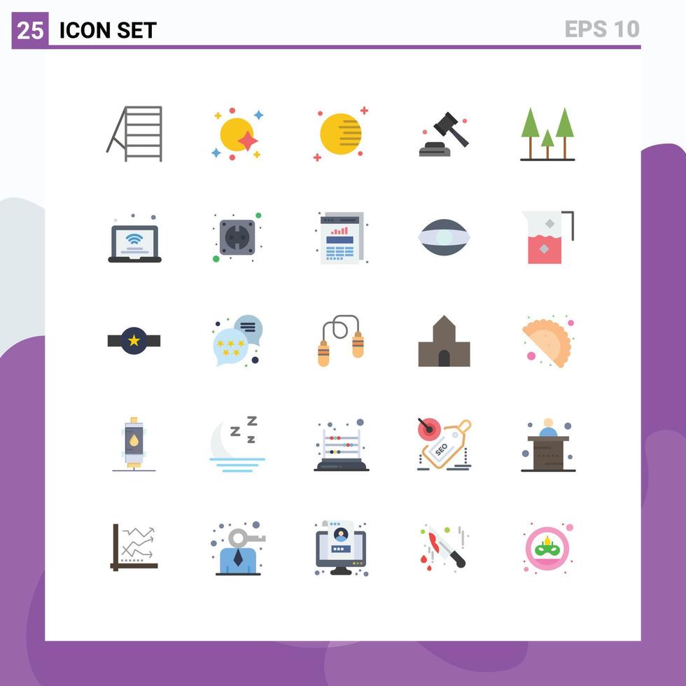 25 Thematic Vector Flat Colors and Editable Symbols of trees forest astronomy vote law Editable Vector Design Elements