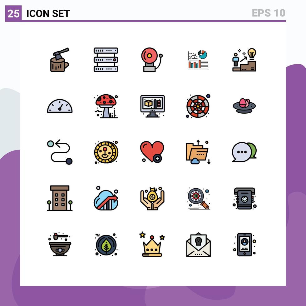 Pictogram Set of 25 Simple Filled line Flat Colors of user ladder alarm business success Editable Vector Design Elements