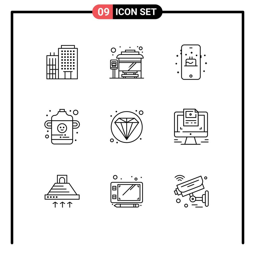 9 Creative Icons Modern Signs and Symbols of computer diamond mobile web infant Editable Vector Design Elements
