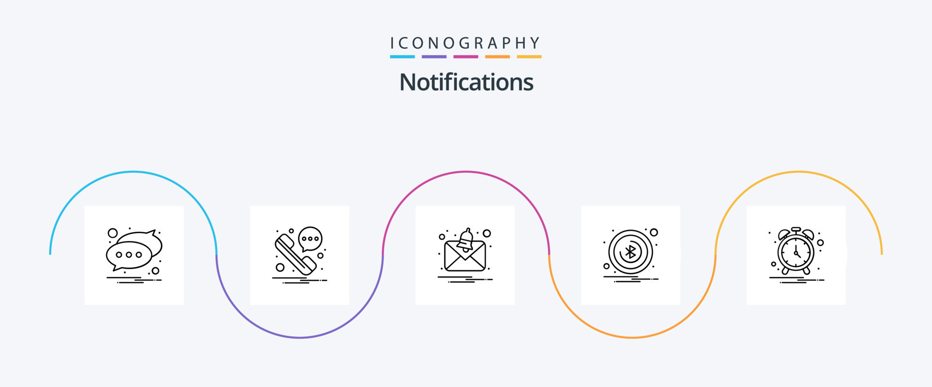 Notifications Line 5 Icon Pack Including . notification. message. clock
