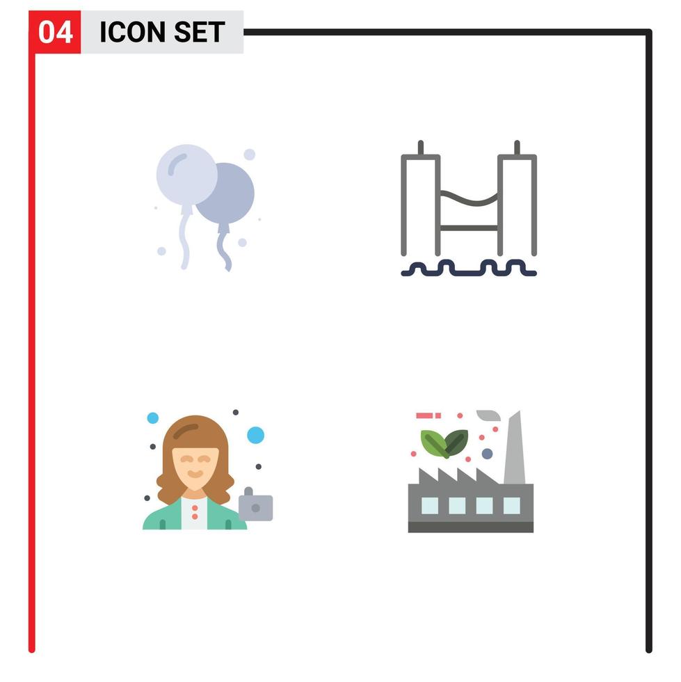 Set of 4 Modern UI Icons Symbols Signs for balloon camera bridge industrial profile Editable Vector Design Elements