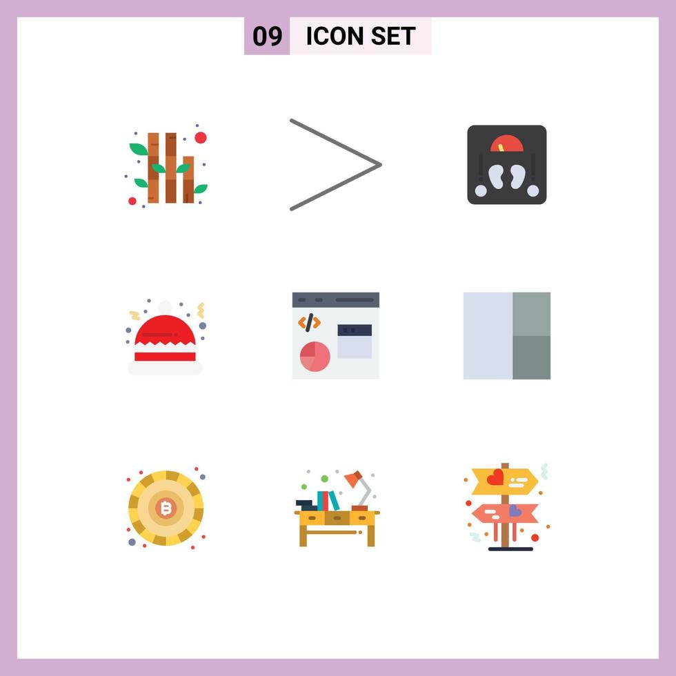 Modern Set of 9 Flat Colors Pictograph of programming develop sclaes data santa Editable Vector Design Elements