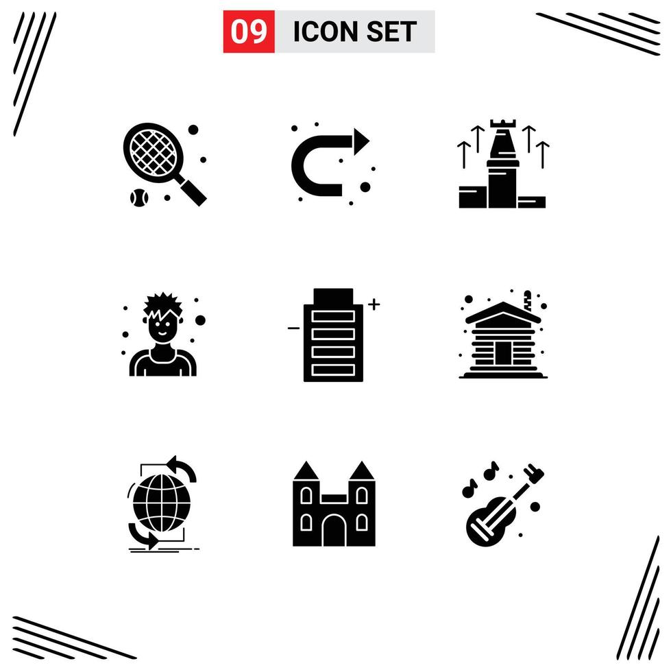 Set of 9 Modern UI Icons Symbols Signs for ecology sportsman up man athlete Editable Vector Design Elements