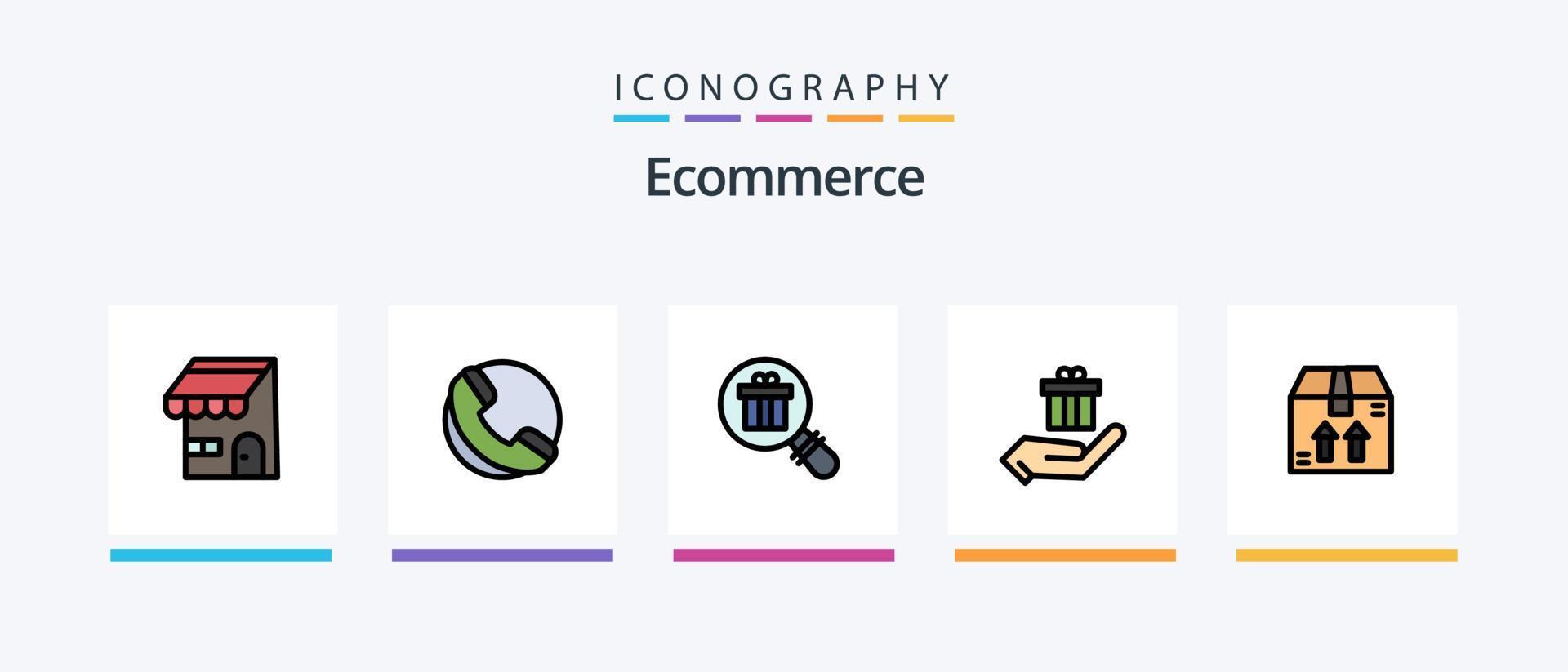 Ecommerce Line Filled 5 Icon Pack Including truck. time. ecommerce. delivery. online. Creative Icons Design vector