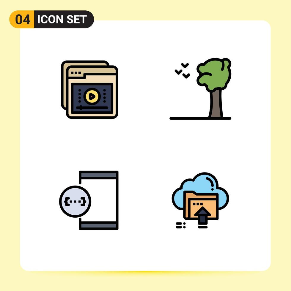 Set of 4 Modern UI Icons Symbols Signs for tutorials app education arbor develop Editable Vector Design Elements