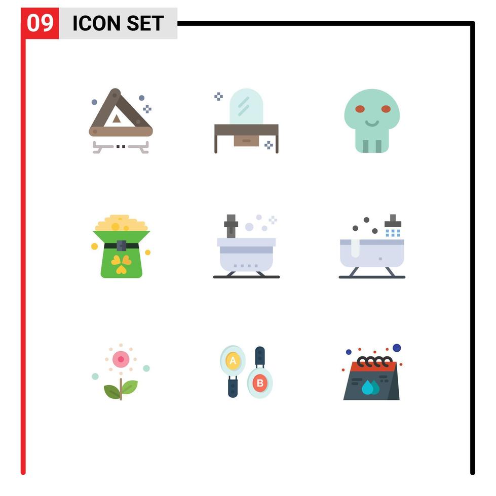 Set of 9 Modern UI Icons Symbols Signs for in green mirror coin death Editable Vector Design Elements