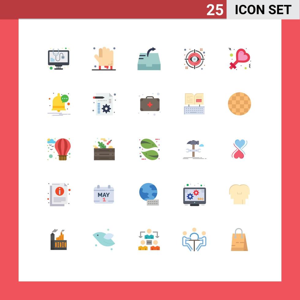 25 Thematic Vector Flat Colors and Editable Symbols of sign view mail target focus Editable Vector Design Elements