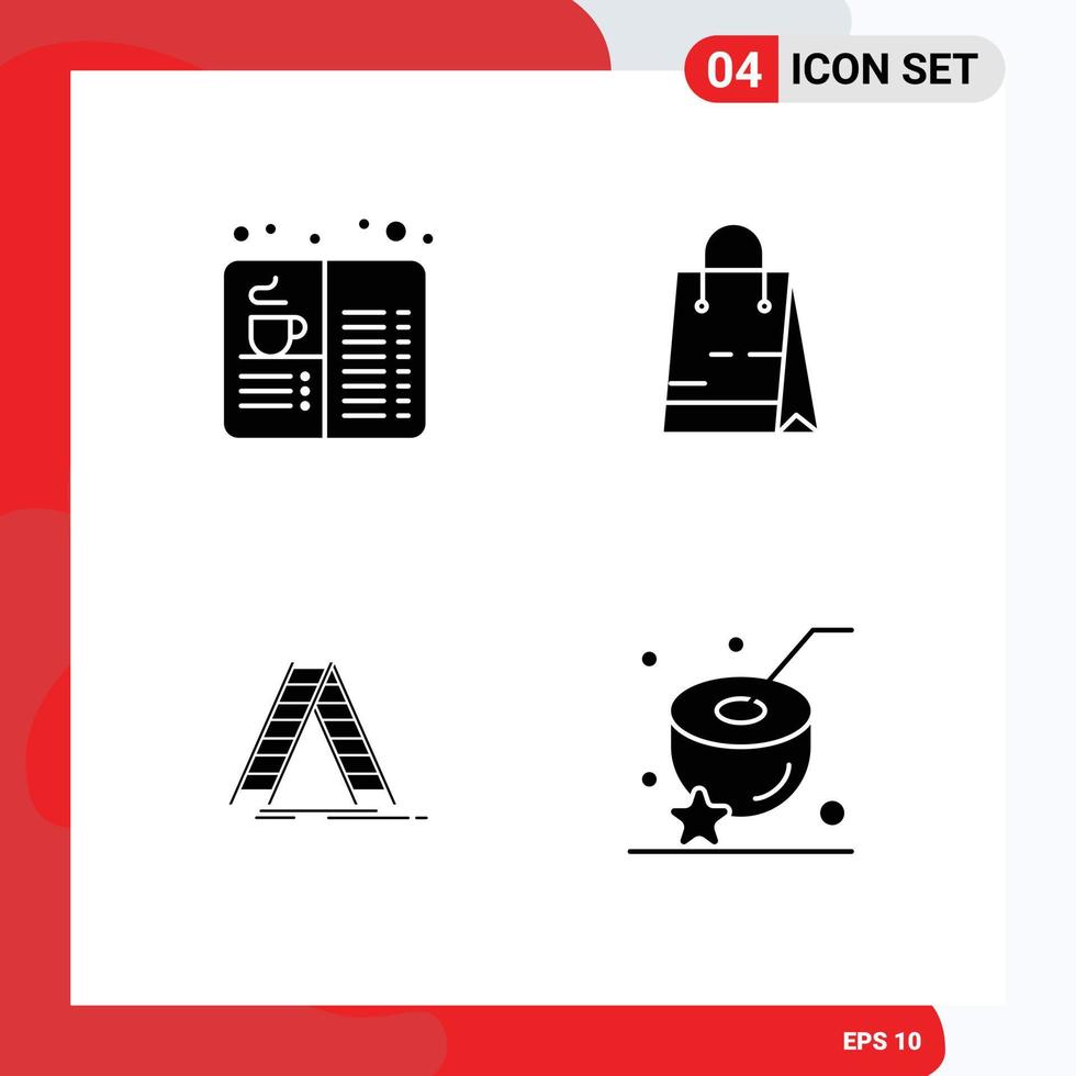 Pictogram Set of Simple Solid Glyphs of book ladder drink ecommerce construction Editable Vector Design Elements