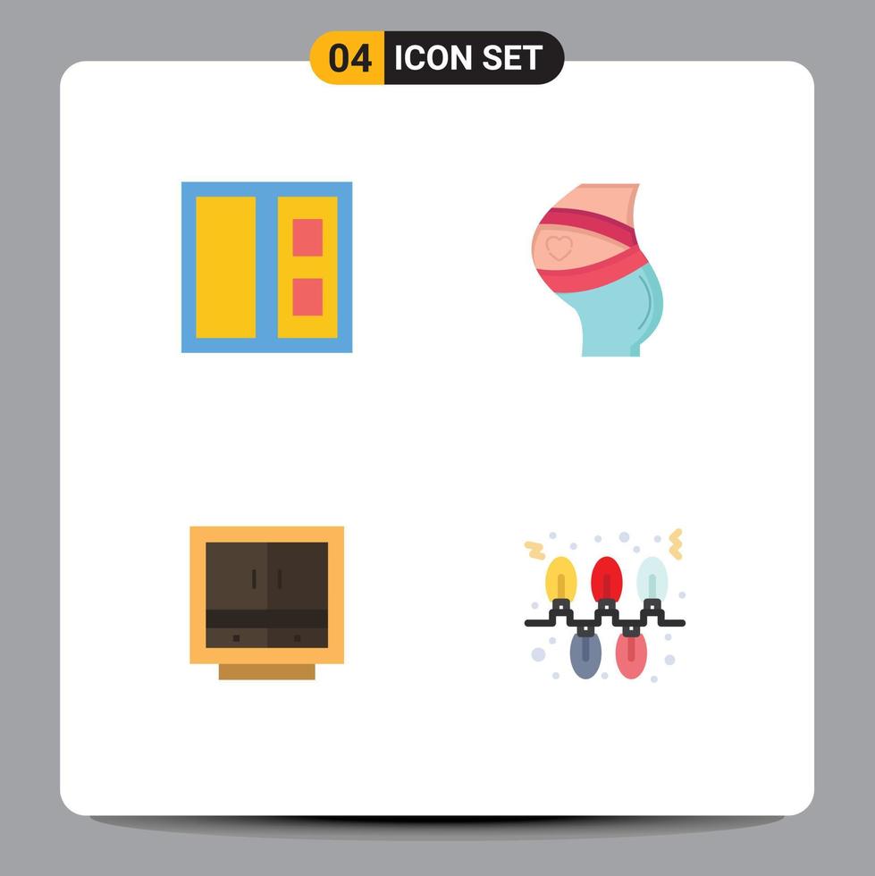Group of 4 Flat Icons Signs and Symbols for building business belt pregnant files Editable Vector Design Elements