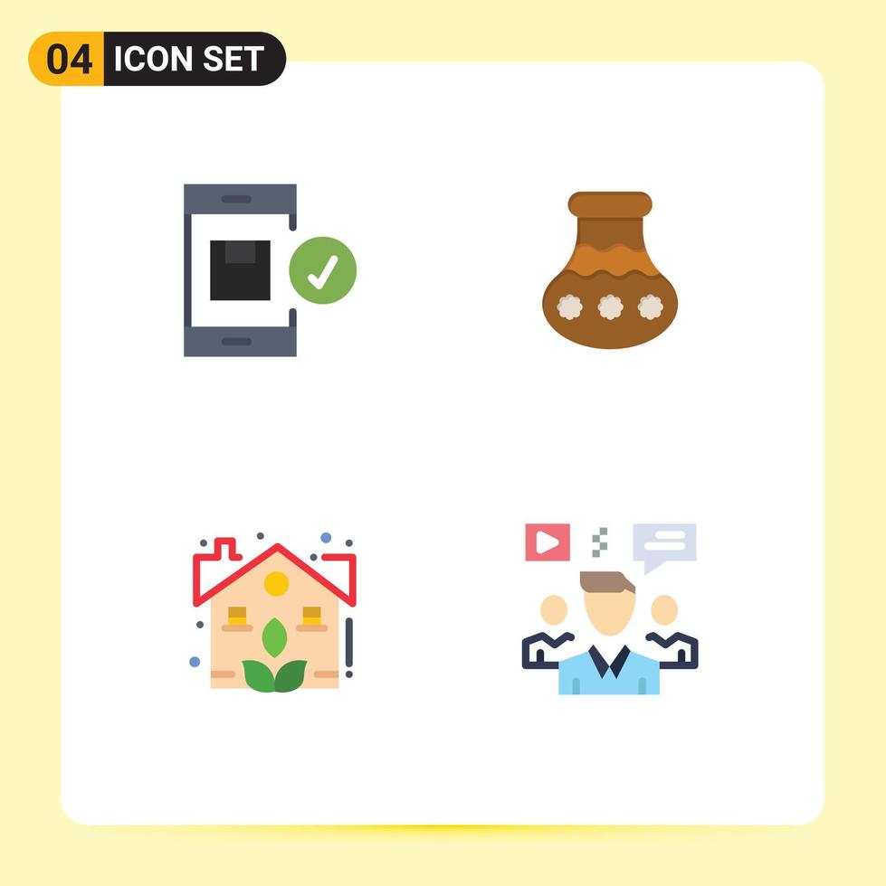 Universal Icon Symbols Group of 4 Modern Flat Icons of application festival device sand garden Editable Vector Design Elements