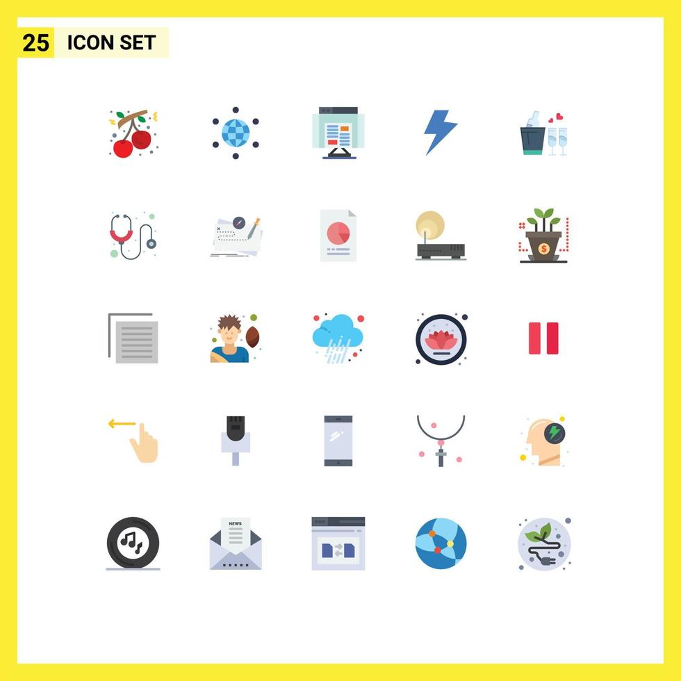 25 Creative Icons Modern Signs and Symbols of love bottle application electric power Editable Vector Design Elements